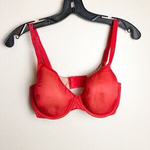 Victoria's Secret Lined Perfect Coverage Metallic Glittery Red Bra 32DD